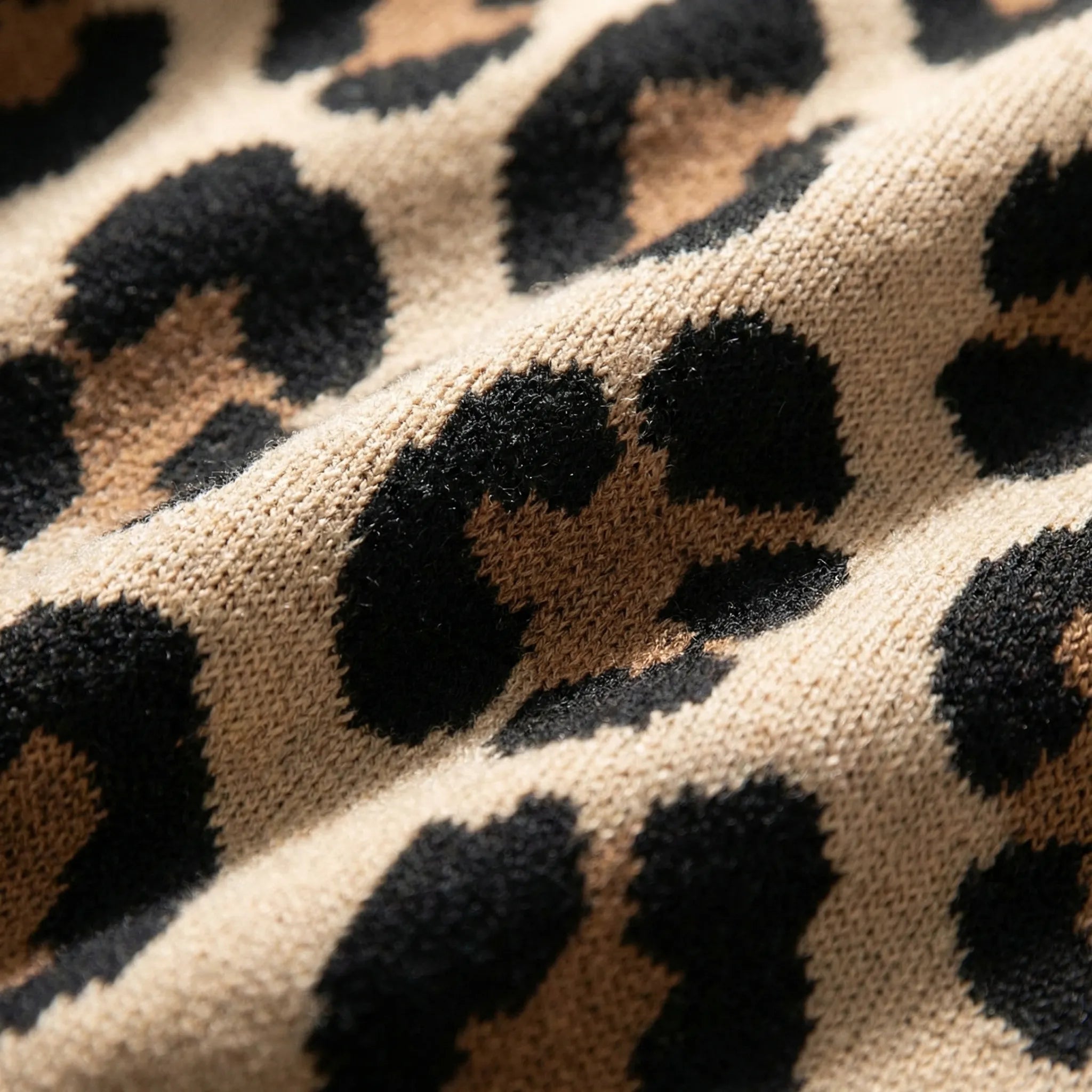 Leopardprint kjole dame | Kort model med lange ærmer