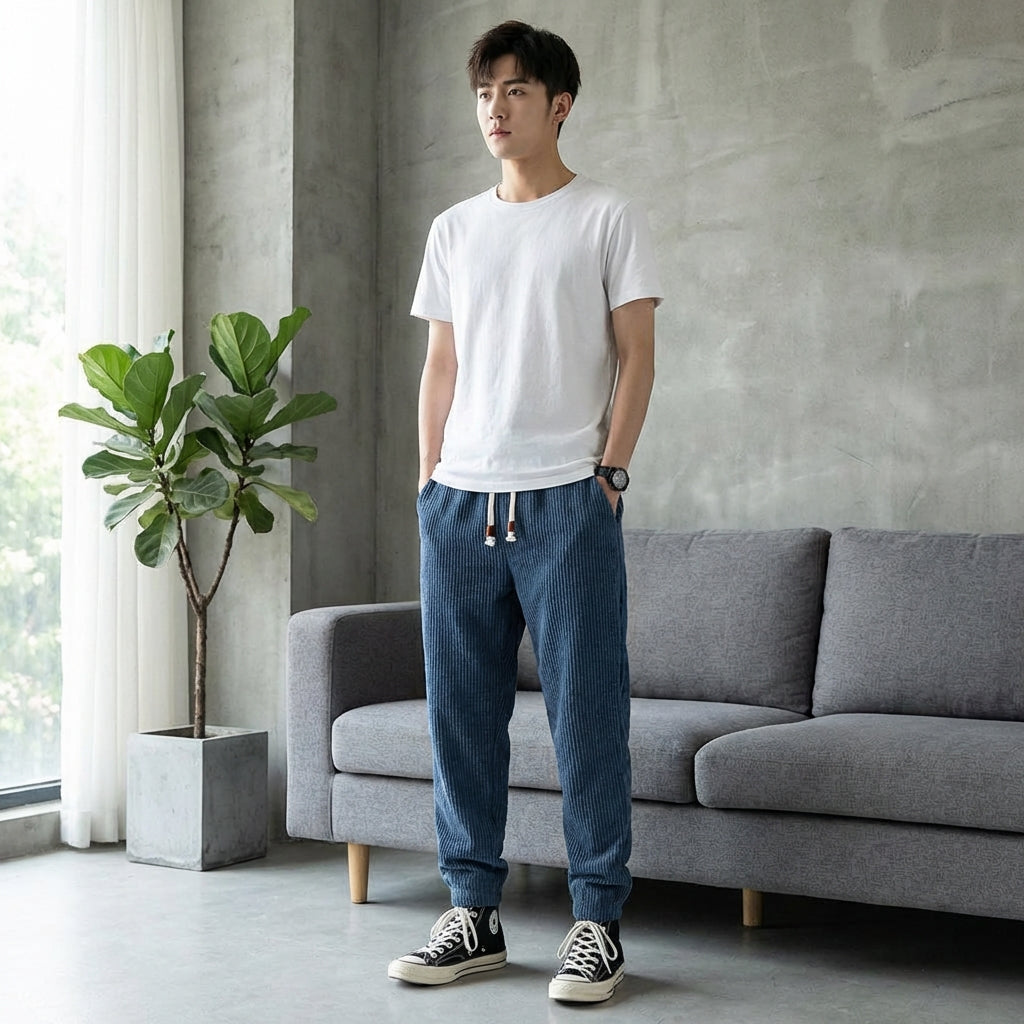 Løse Hverdagsbukser Med Ribstruktur - Afslappet Hverdagstøj