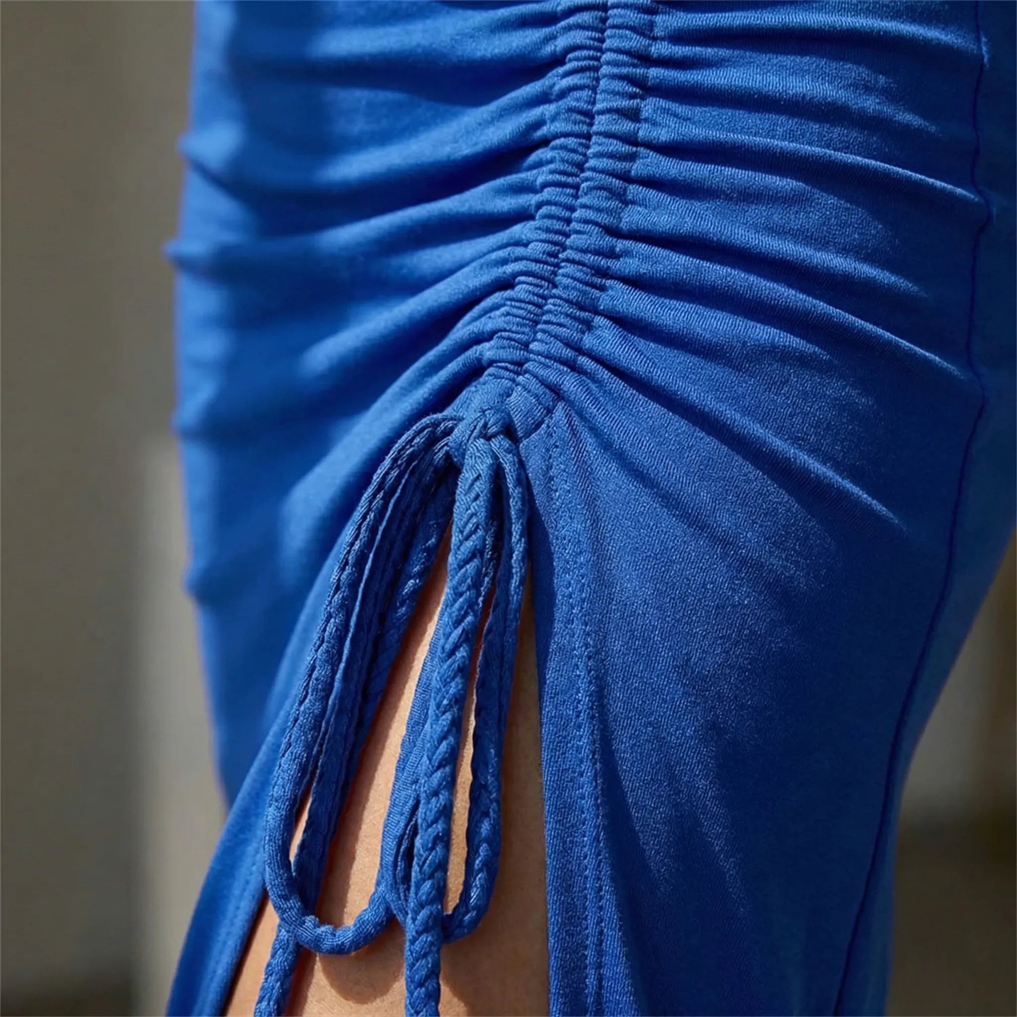 Robe longue pour femme | Robe d'été avec découpe, encolure dos nu et fente