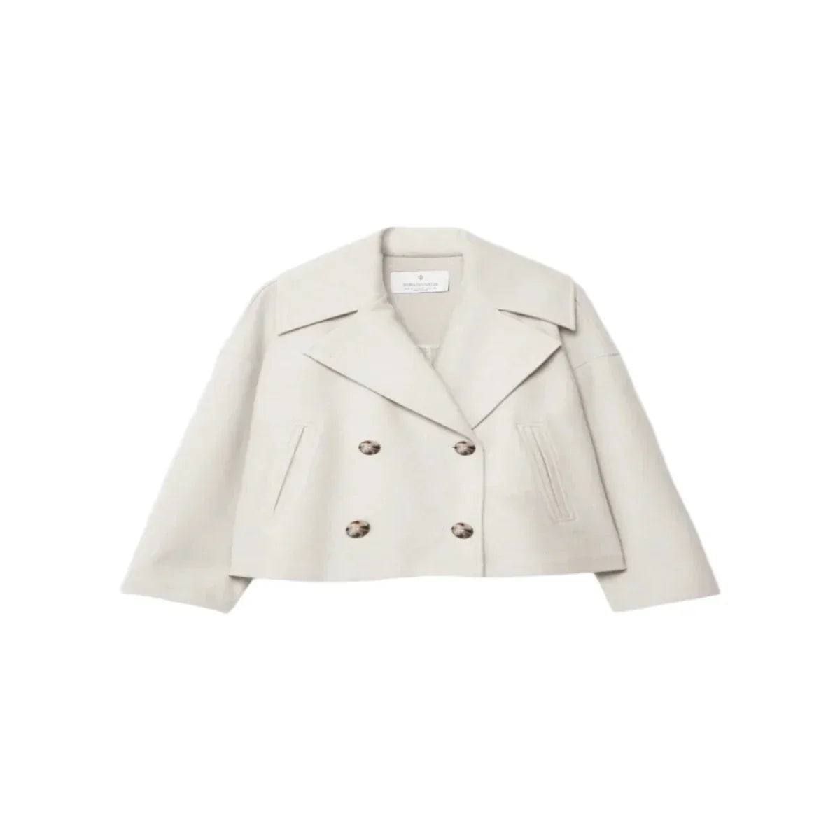 Veste mi-saison pour femme | Veste courte à double boutonnage et col