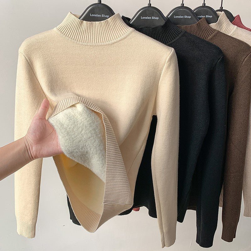 Dame sweater | Turtleneck strik med blød inderside