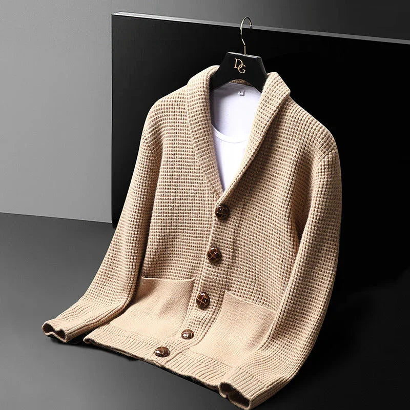 Herre cardigan | Uld strik vest med knapper