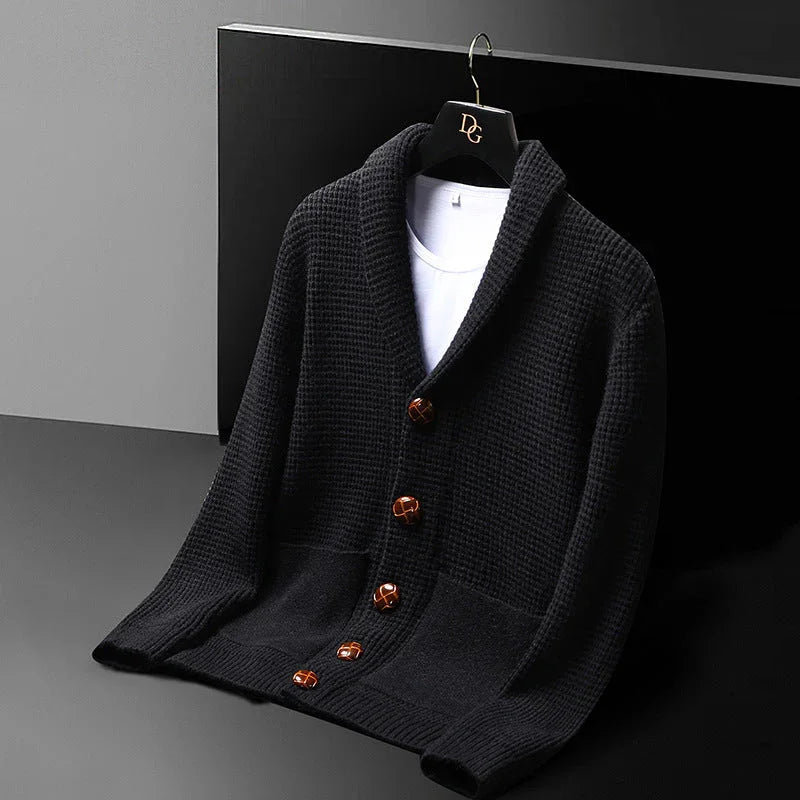 Herre cardigan | Uld strik vest med knapper