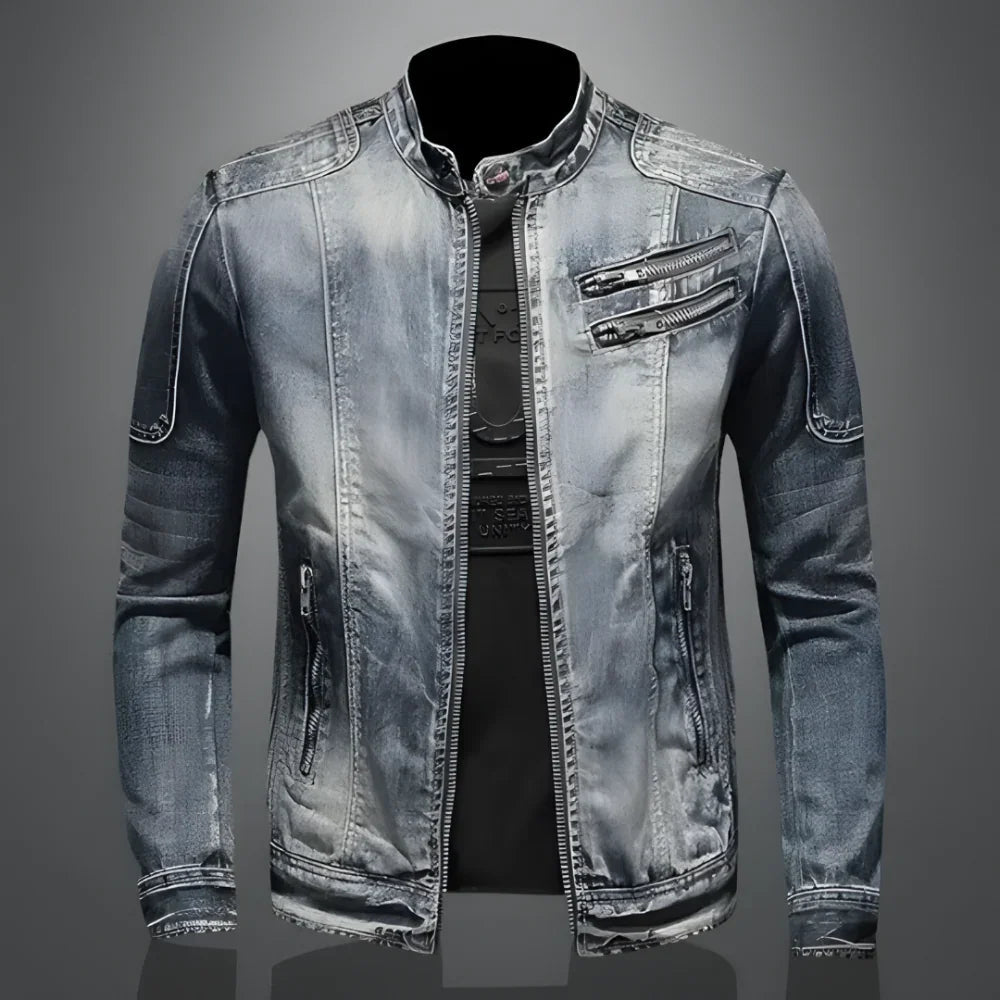 RICK | RETRO DENIMJAKKE MED LYNLÅS TIL HERRER