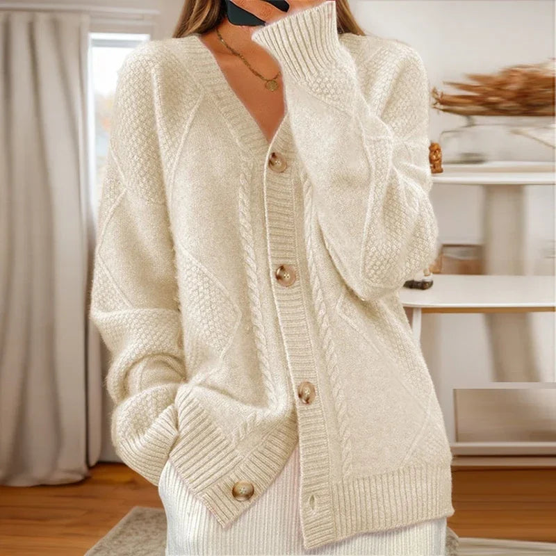 Strikket cardigan med knaplukning