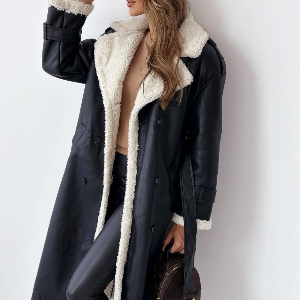 Dame frakke | Lang vinterfrakke med blødt for og elegant design