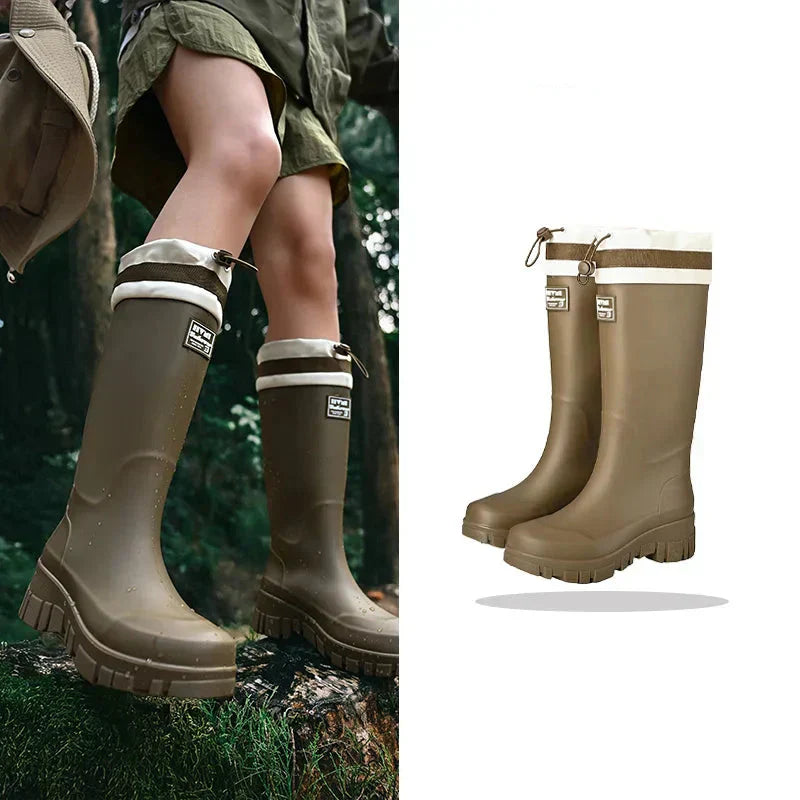 Dame gummistøvler | Høje støvler med snørelukning og kraftig sål