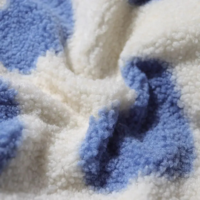 Dame jakke | Fleecejakke med lynlås og hjerteprint