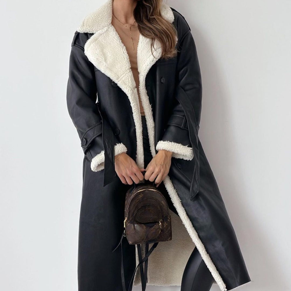 Dame frakke | Lang vinterfrakke med blødt for og elegant design