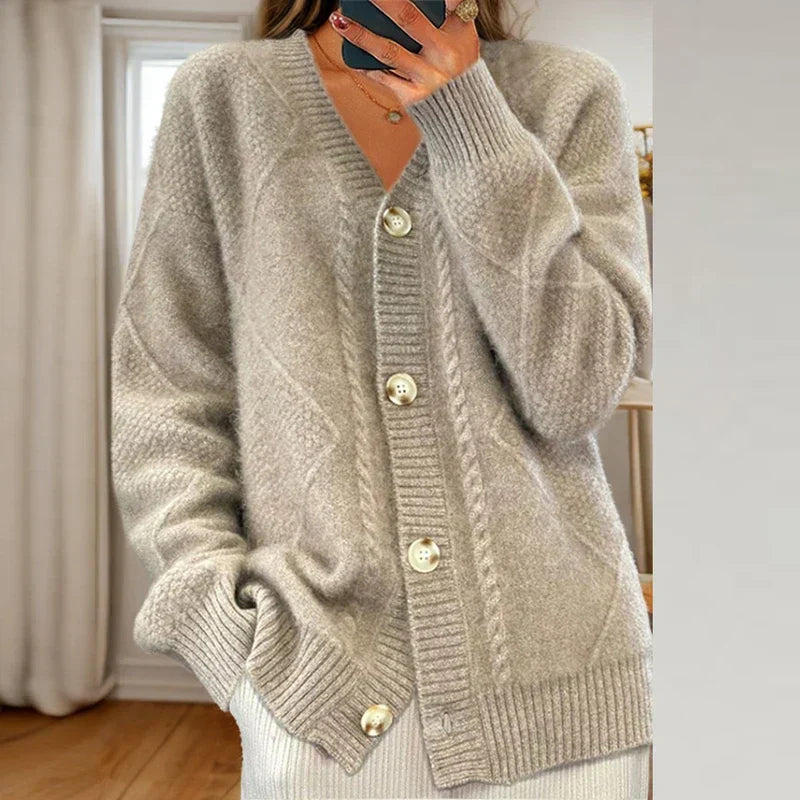 Strikket cardigan med knaplukning