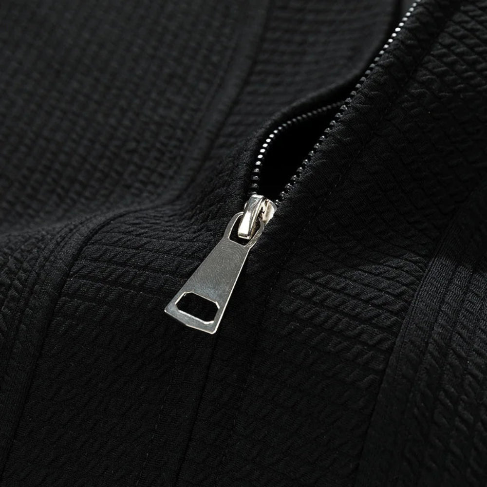 Herre cardigan | Strikket cardigan med lynlås og afslappet pasform