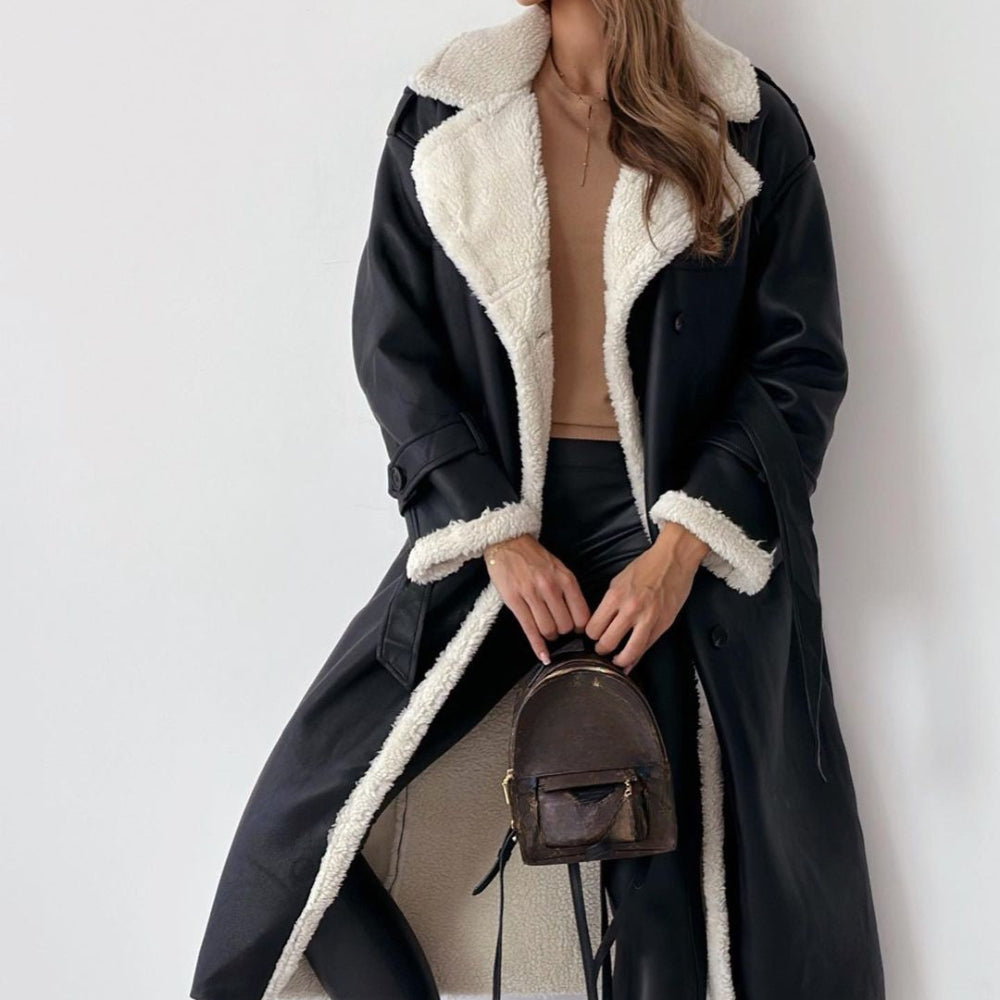 Dame frakke | Lang vinterfrakke med blødt for og elegant design