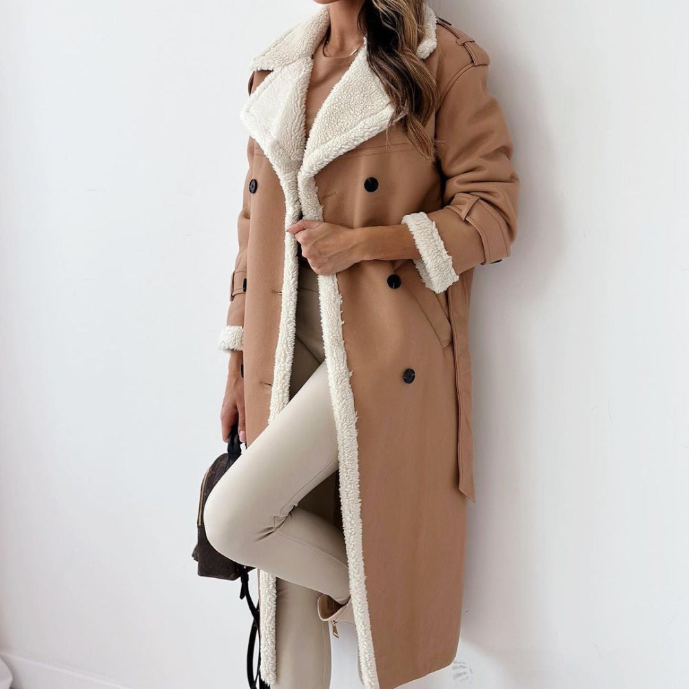 Dame frakke | Lang vinterfrakke med blødt for og elegant design