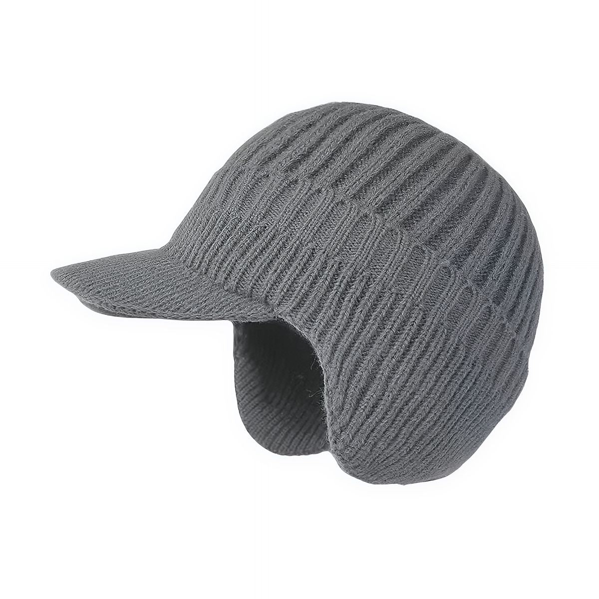 Skandinavisk unisex vinterhue med skygge og ørebeskyttelse – én størrelse