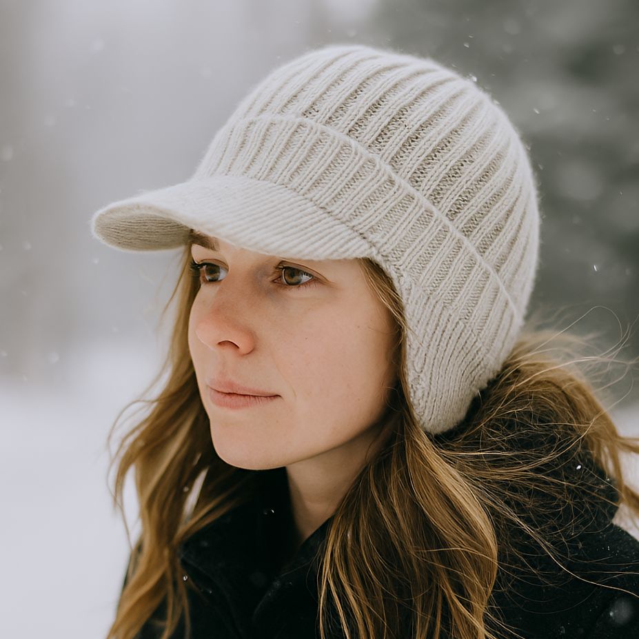 Skandinavisk unisex vinterhue med skygge og ørebeskyttelse – én størrelse