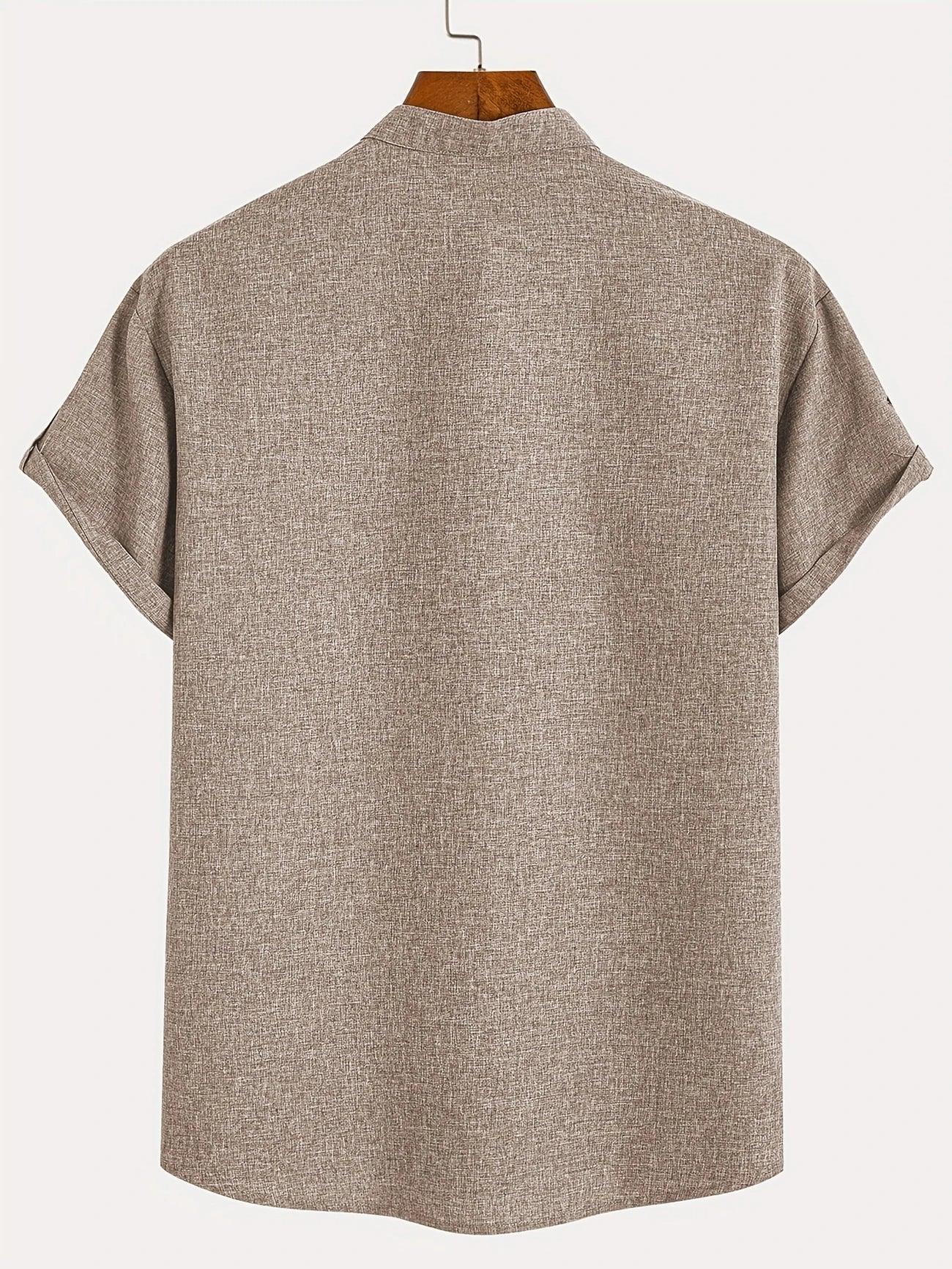 Skjorte herre | Henley shirt med korte ærmer og knapper