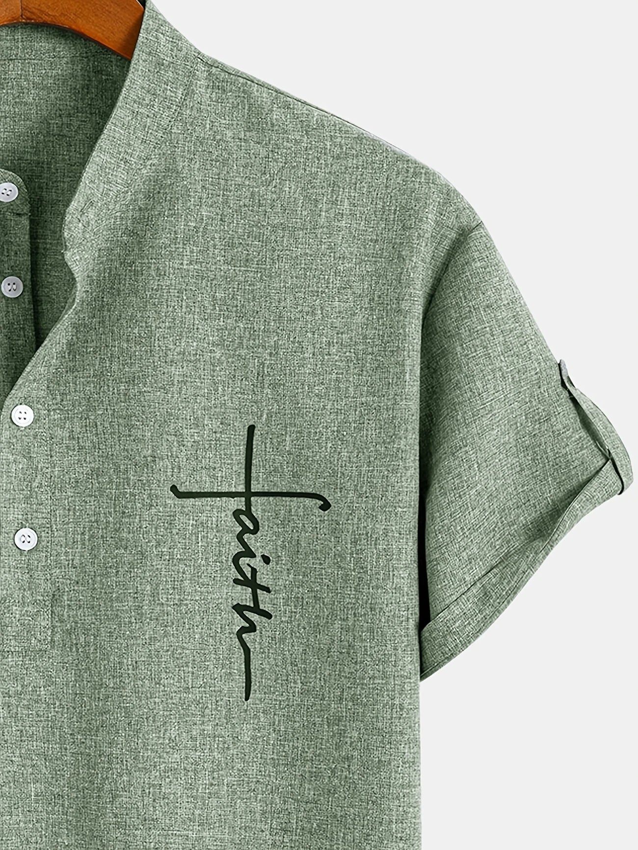 Skjorte herre | Henley shirt med korte ærmer og knapper