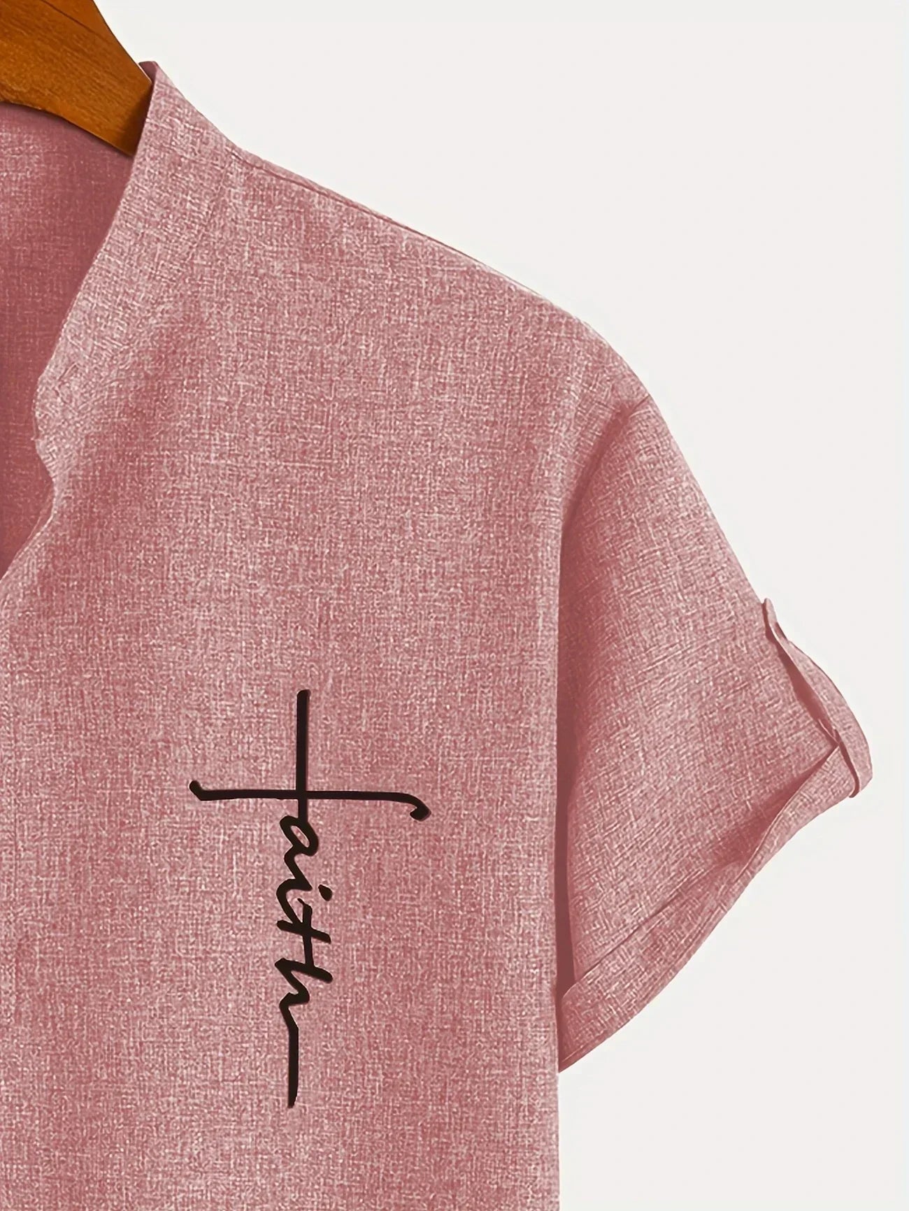 Skjorte herre | Henley shirt med korte ærmer og knapper