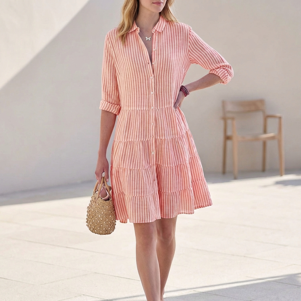 Robe chemise pour femme | Robe légère et aérienne à boutons et manches longues