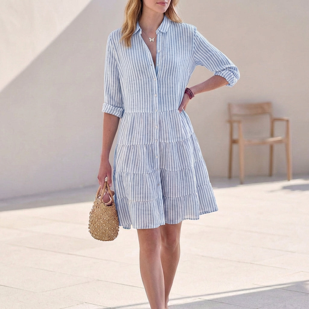 Robe chemise pour femme | Robe légère et aérienne à boutons et manches longues
