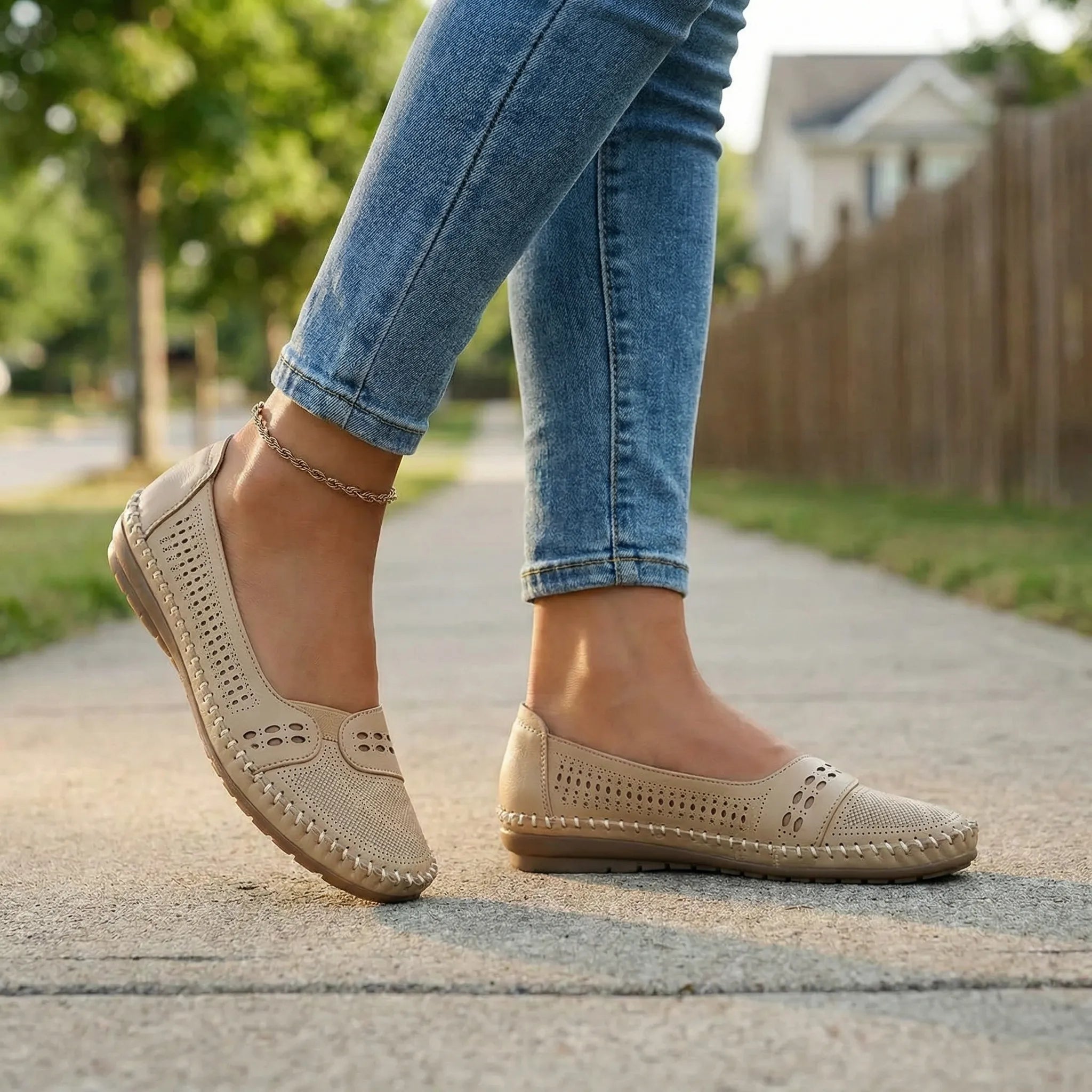 Chaussures sans lacets pour femme | Chaussures confortables à perforations