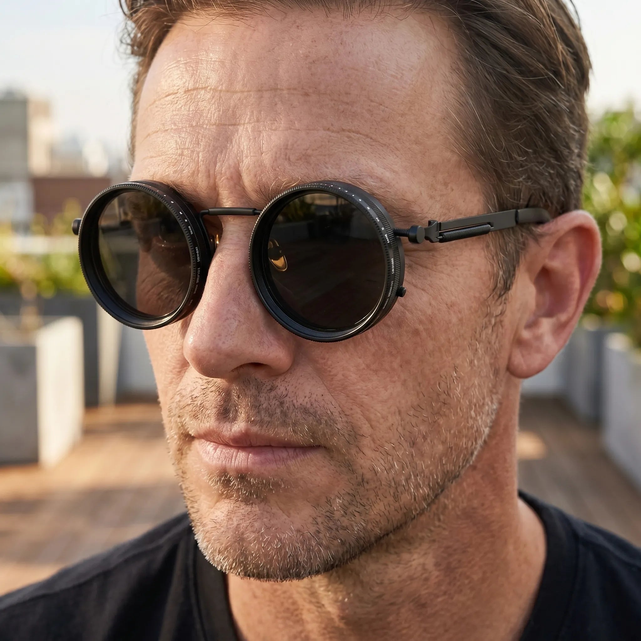 Solbriller | Runde solbriller med vintage metalstel