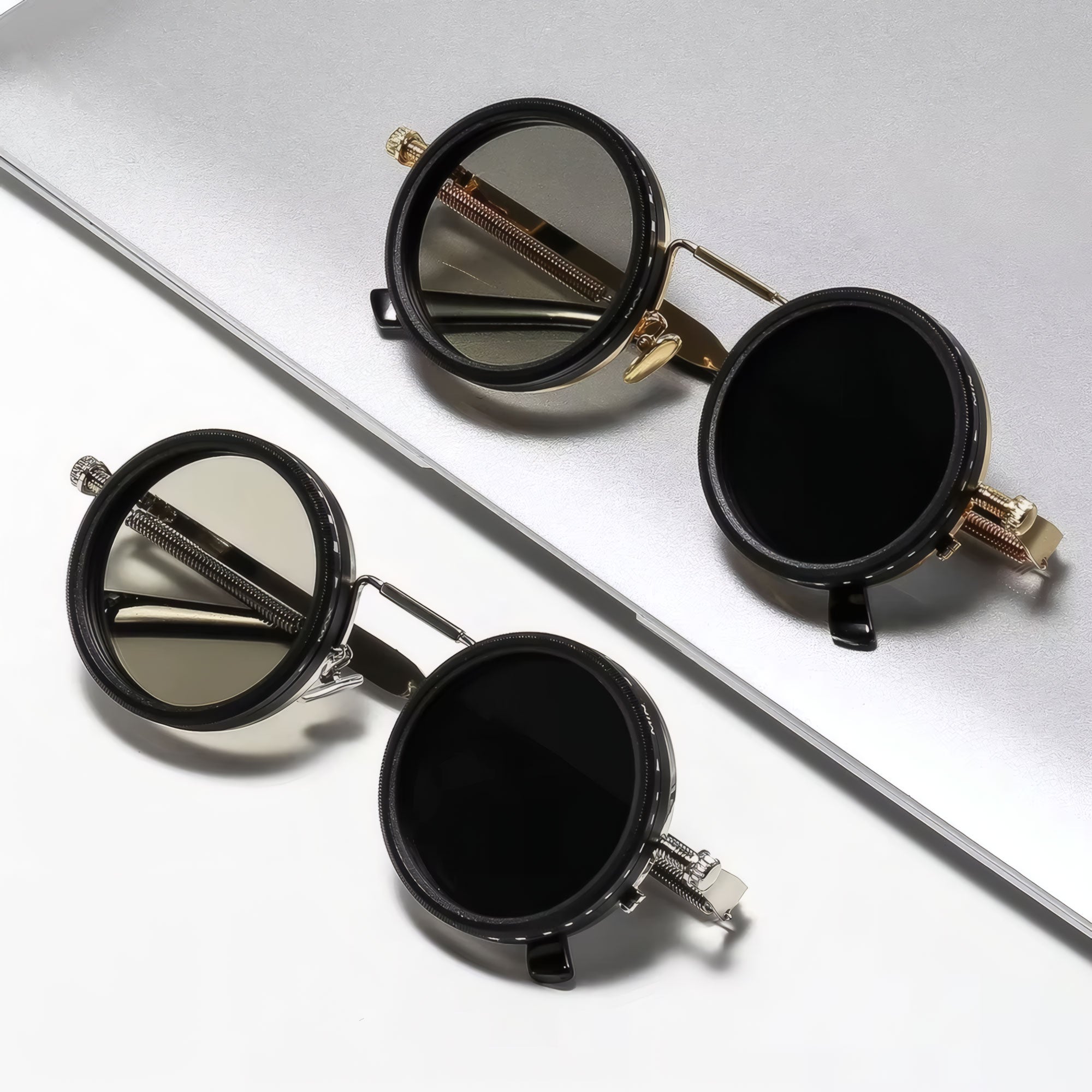 Solbriller | Runde solbriller med vintage metalstel