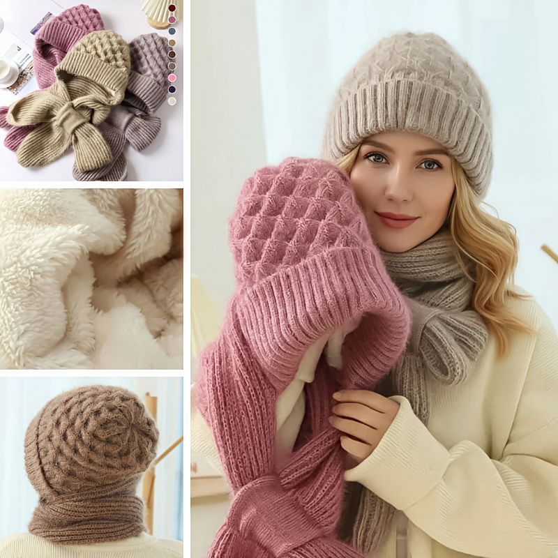 Strikket Damehue med Tørklæde | Varm og Elegant