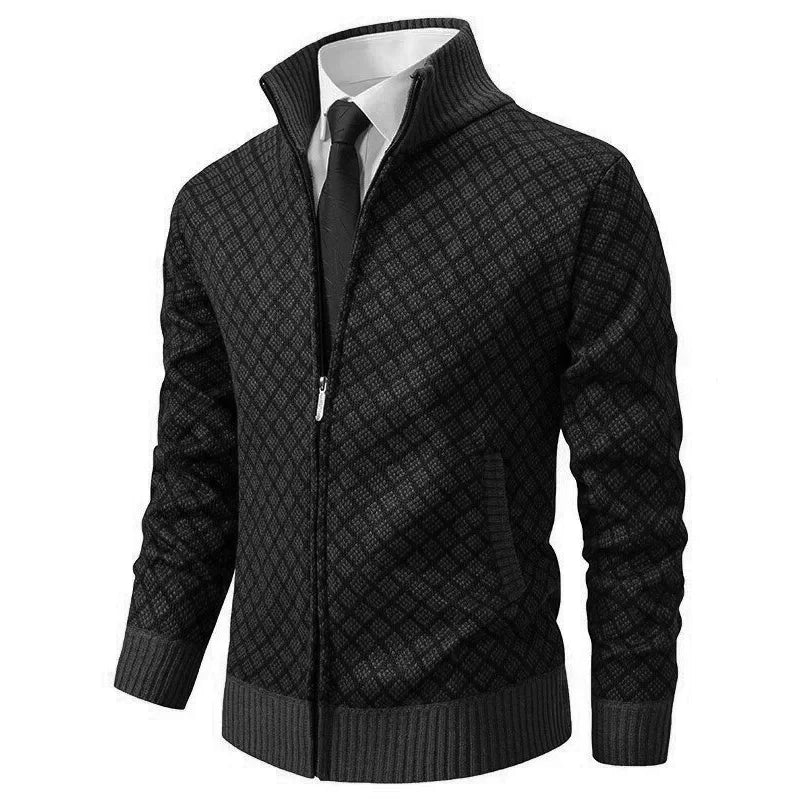 Pull pour homme | Cardigan tricoté avec fermeture éclair et col montant
