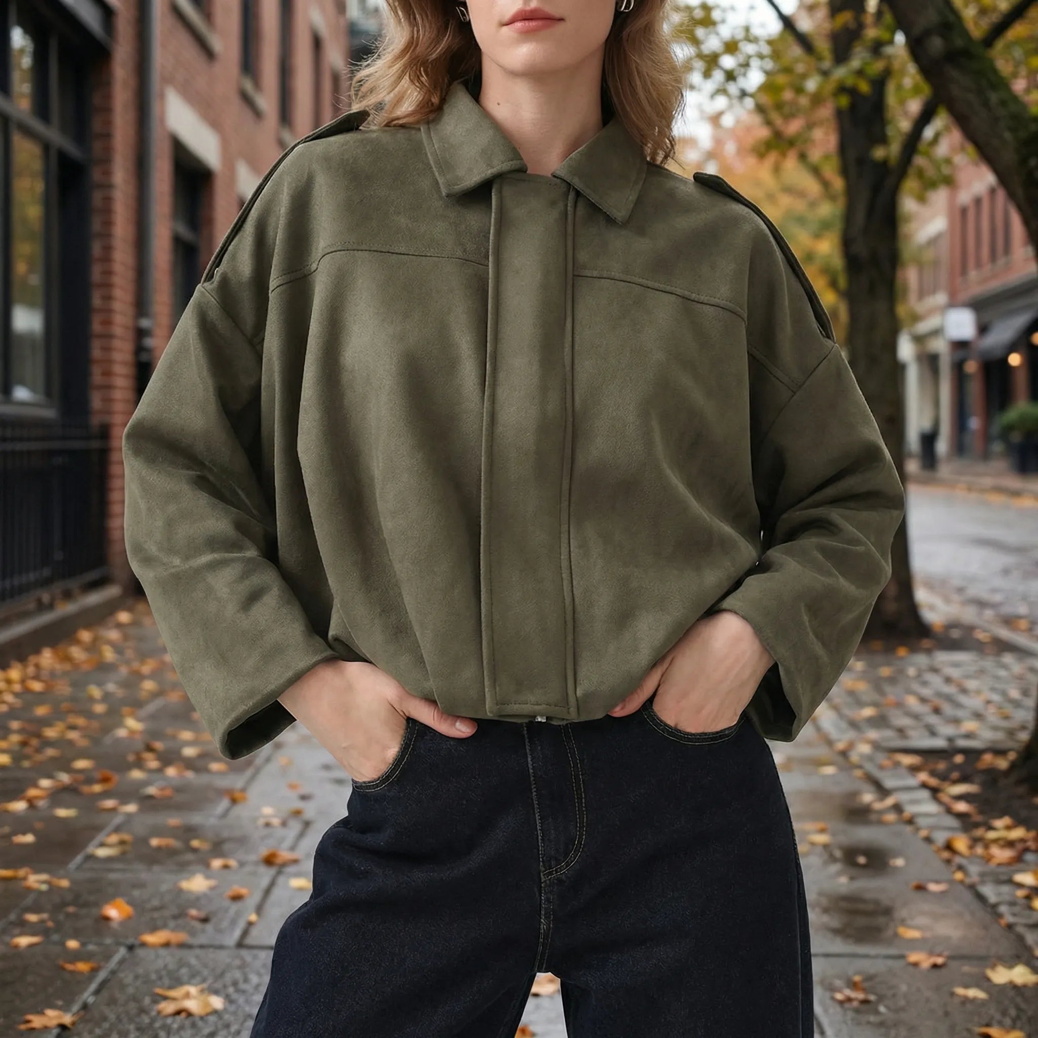 Tussenjakke til kvinder | Kort forårsjakke med krave