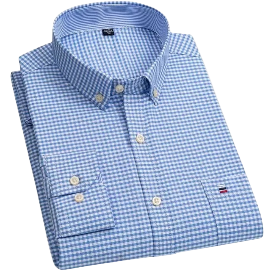 Herre skjorte | Klassisk ternet skjorte med lange ærmer