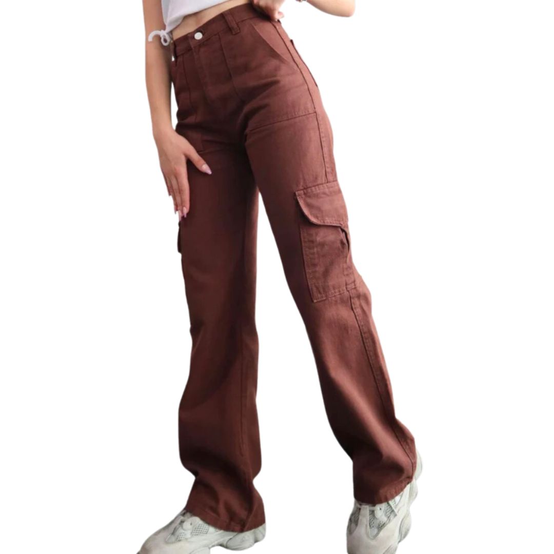 Dame cargo bukser | Høj talje og bred benpasform