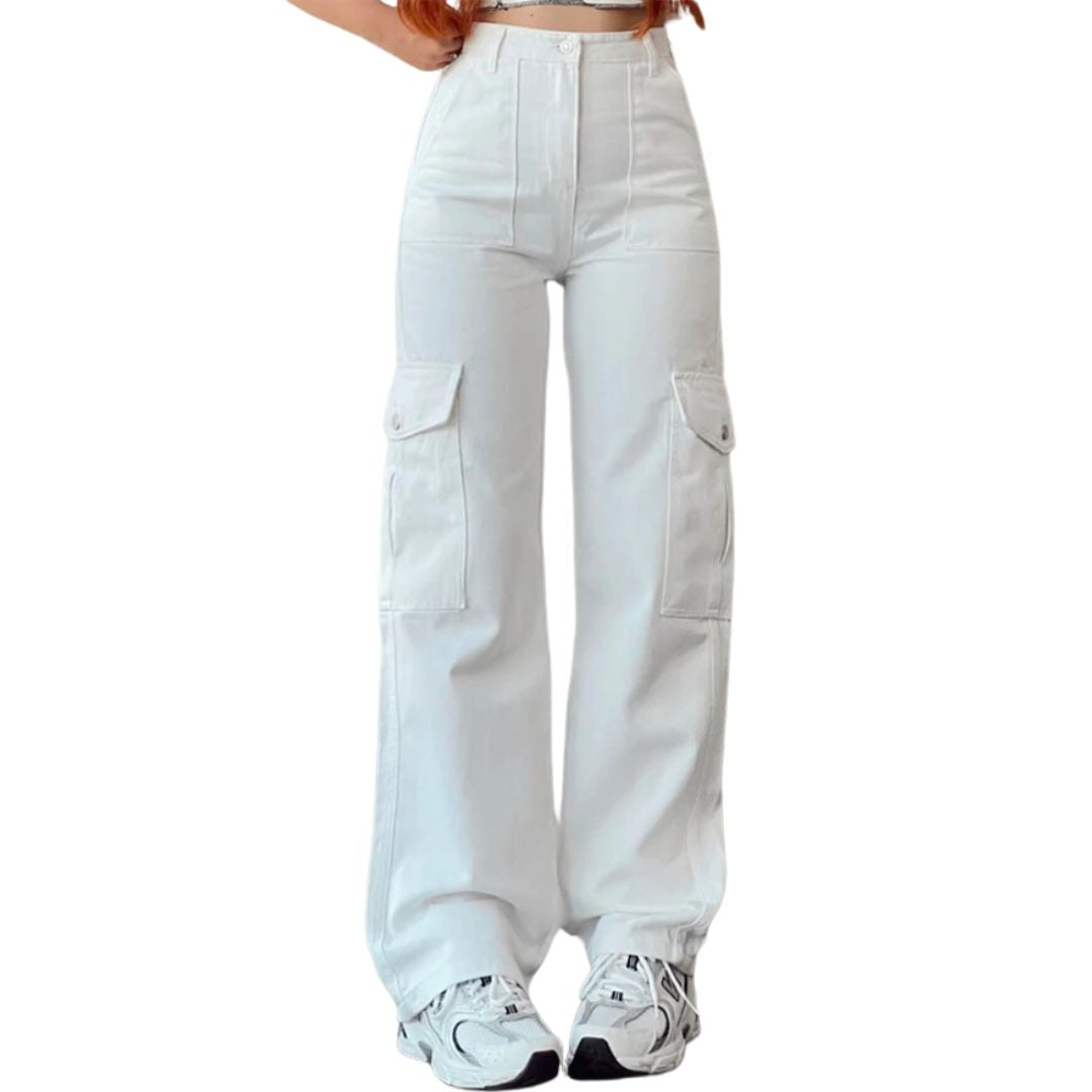 Dame cargo bukser | Høj talje og bred benpasform