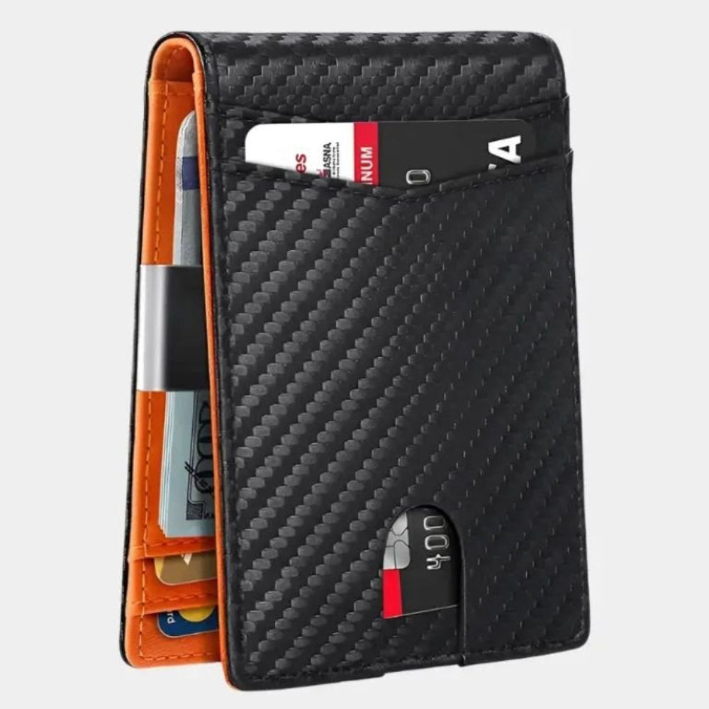 Minimalistisk RFID-beskyttet kortholder i kulfiber-look