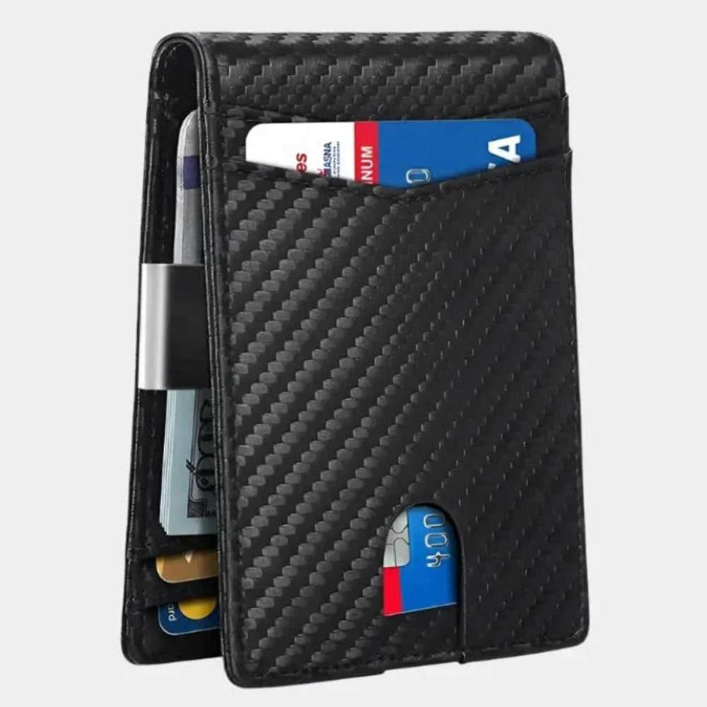 Minimalistisk RFID-beskyttet kortholder i kulfiber-look
