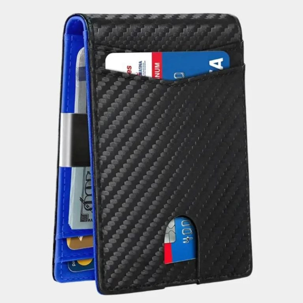 Minimalistisk RFID-beskyttet kortholder i kulfiber-look