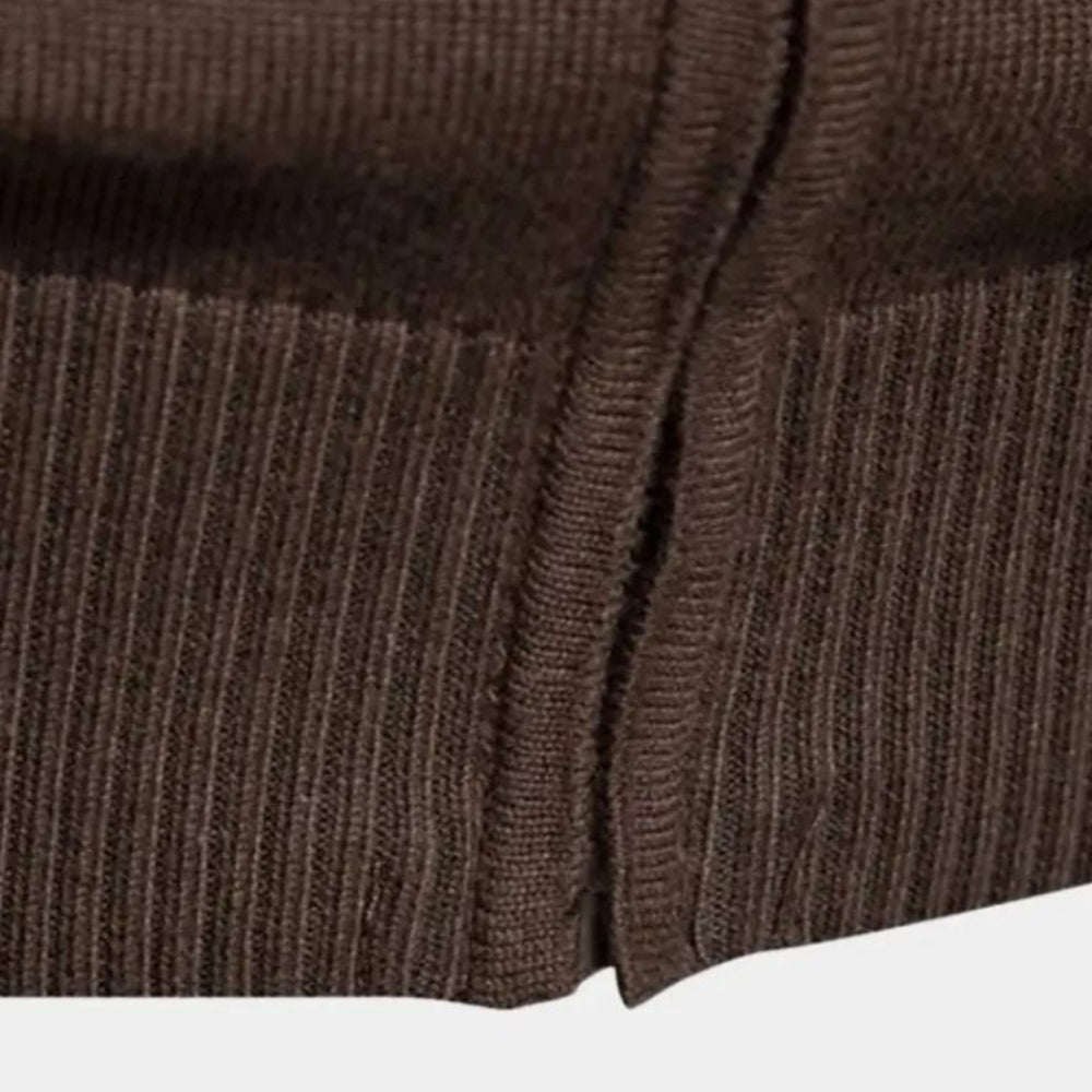 Strikket cardigan med lynlås og opretstående krave til mænd