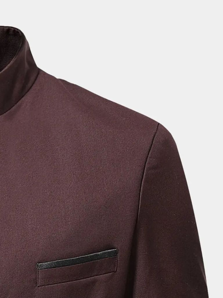 Elegant herrejakke med opretstående krave og slank pasform