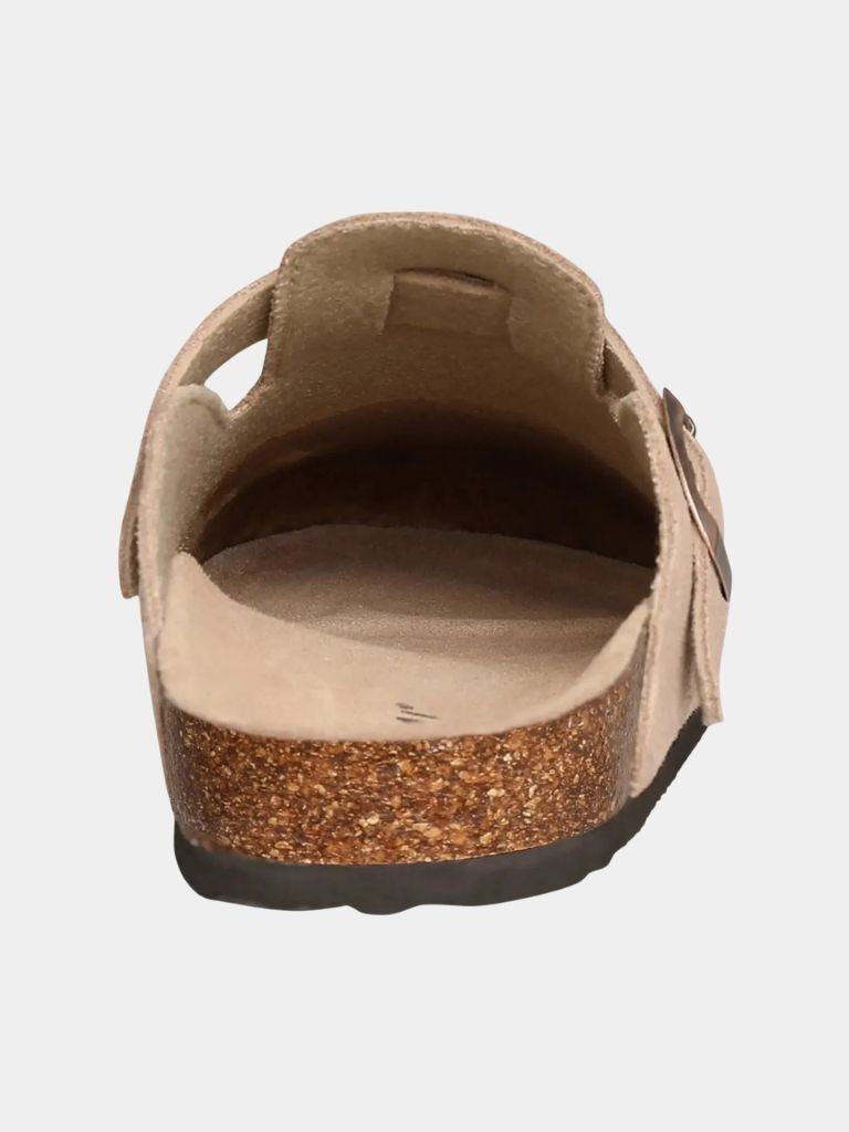 Klassiske lukkede herresandaler med spænde og komfortsål