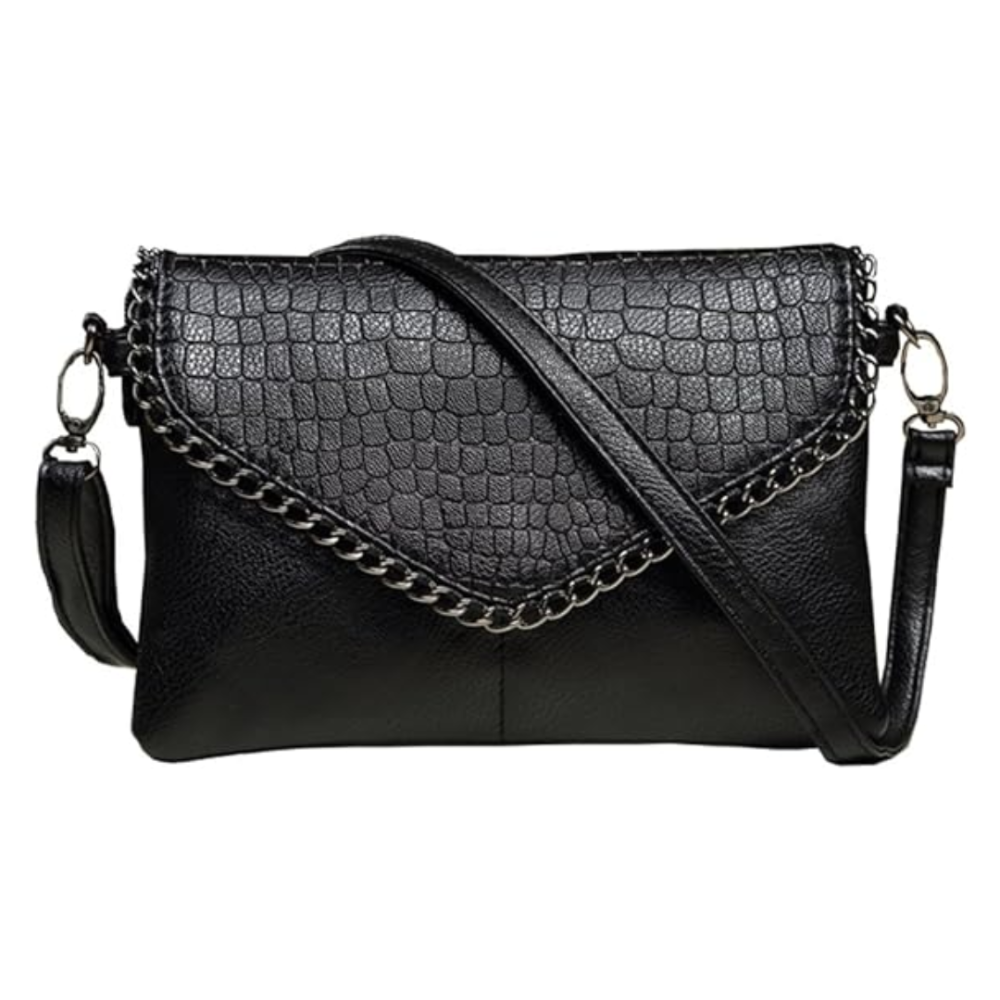 Elegant clutch tas med kædedetalje