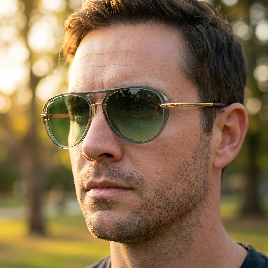 Lunettes de soleil de type aviateur à double pont et verres teintés