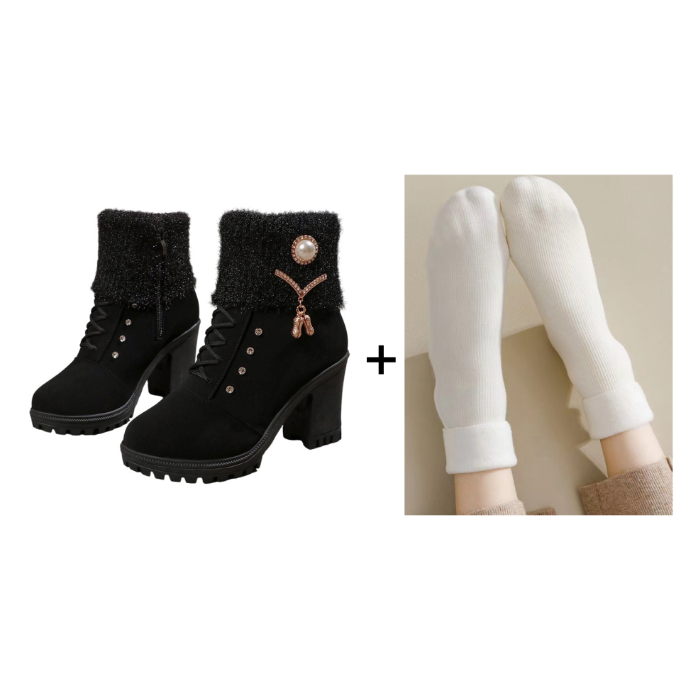 Vinterstøvler til kvinder – varme hælstøvler med pelskant